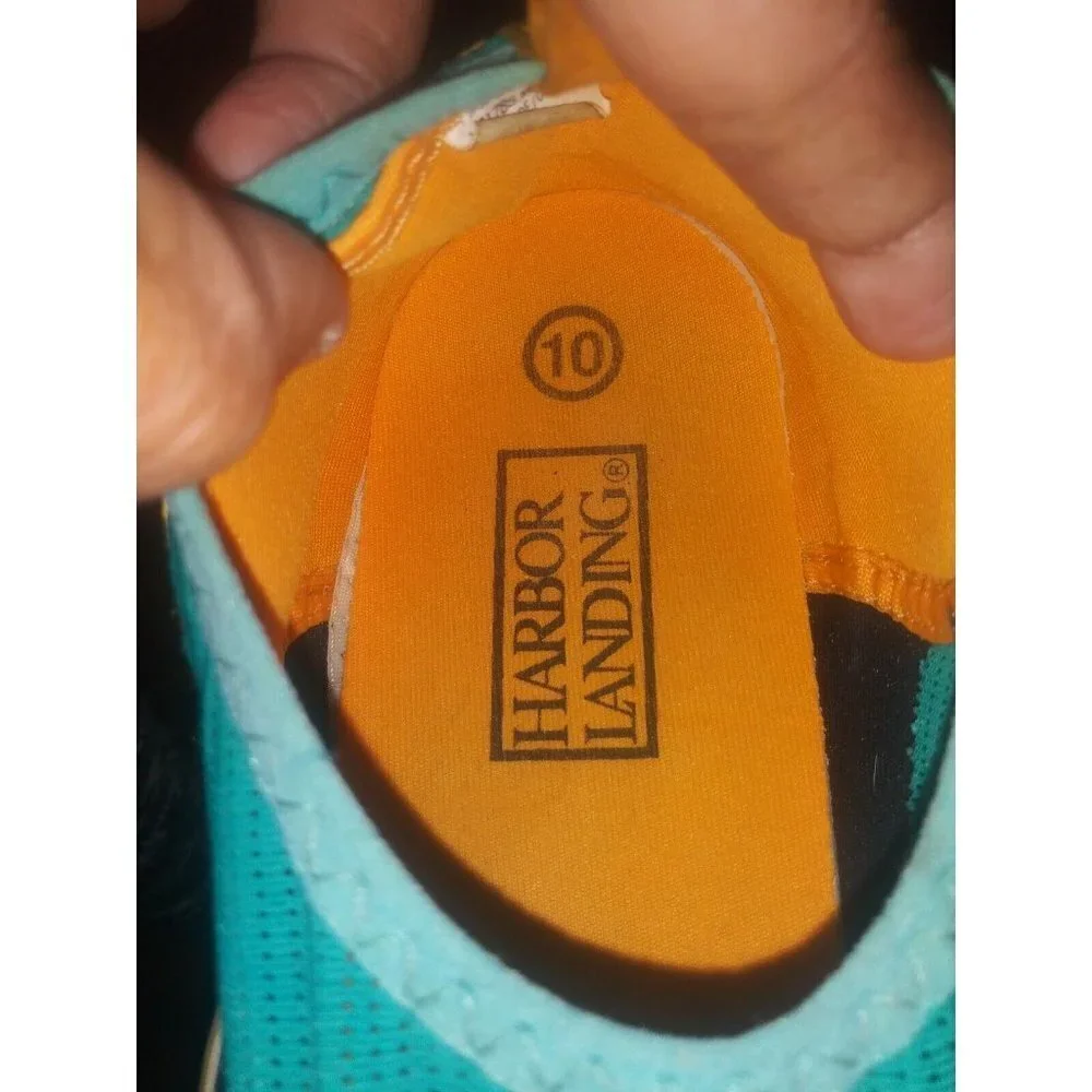 HARBOR LANDING Water Shoes Mens Size 10 Black Turquoise Blue Orange Boat Shoes